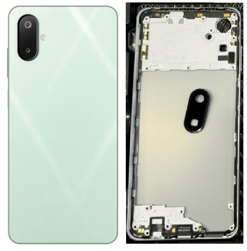 Samsung Galaxy M06 5G Full Body Housing Replacement Back Frame Middle Chassis with Side Keys – Orange, Green, Black & White Color: GREEN