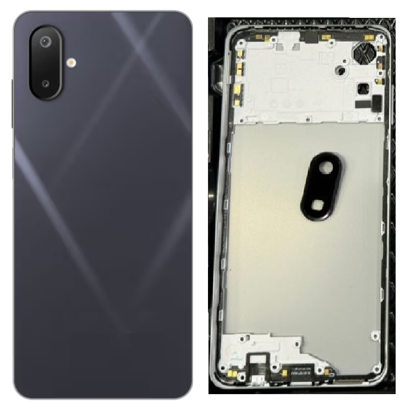 Samsung Galaxy M06 5G Full Body Housing Replacement Back Frame Middle Chassis with Side Keys – Orange, Green, Black & White Color: BLACK