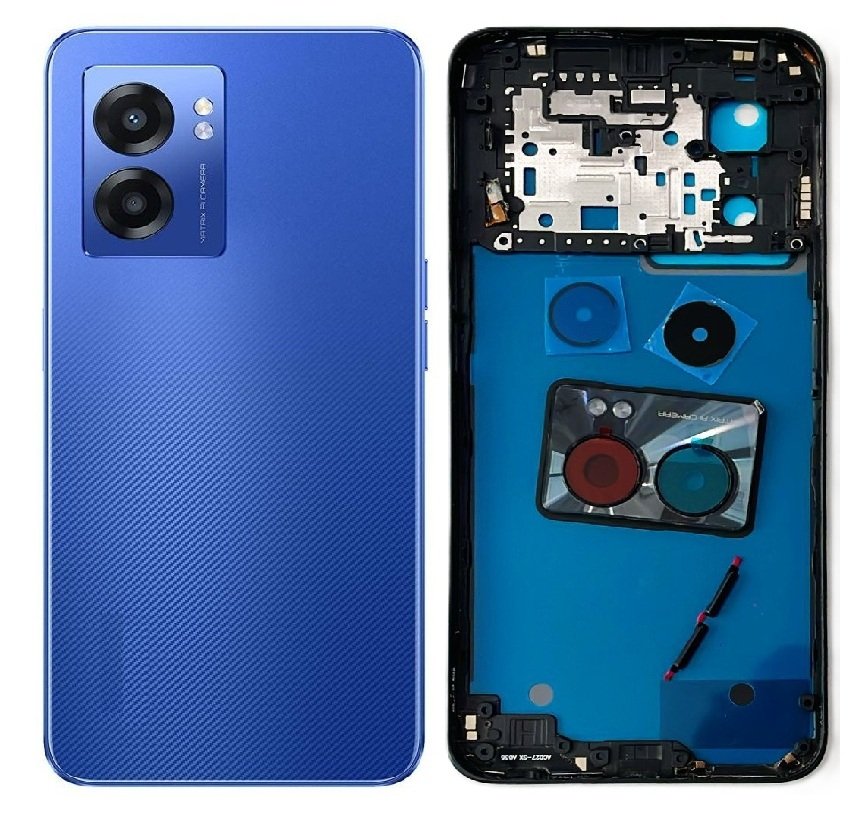 Realme Narzo 50 5G Full Body Housing Replacement Back Frame Middle Chassis with Side Keys – Black & Blue Color: Blue