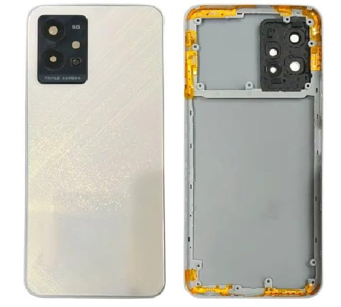iQOO Z6 5G Full Body Housing Replacement Back Frame Middle Chassis with Side Keys – Black, Blue & White Color: WHITE