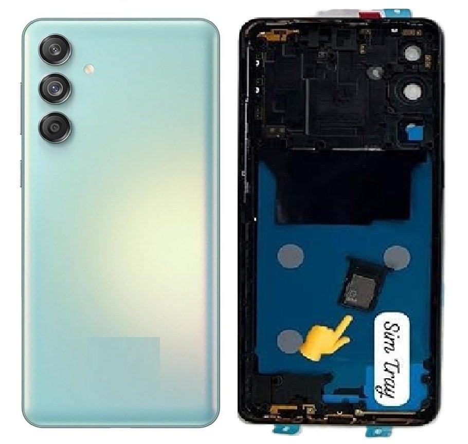 Samsung Galaxy F55 5G / M55 5G Full Body Housing Replacement Back Frame Middle Chassis with Side Keys – Orange, Green, Black & Blue Color: GREEN