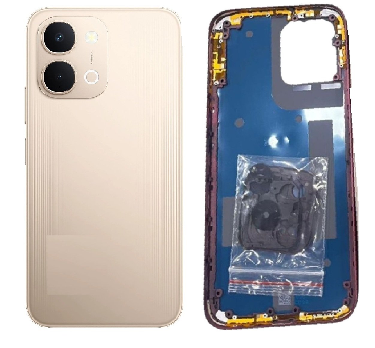 Vivo T5x 5G Full Body Housing Replacement Back Frame Middle Chassis with Side Keys – Green, White, Maroon & Gold Color: GOLD