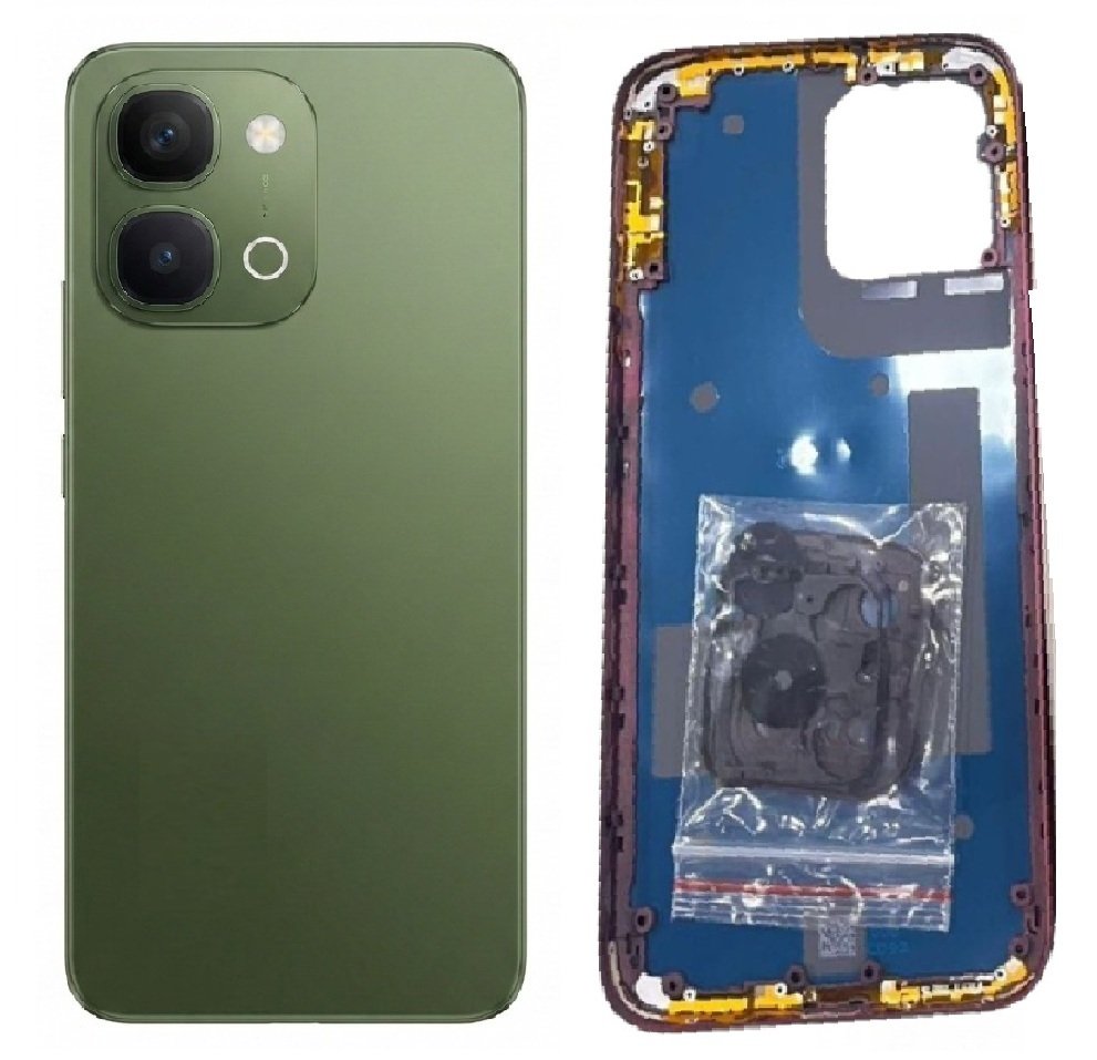 Vivo T5x 5G Full Body Housing Replacement Back Frame Middle Chassis with Side Keys – Green, White, Maroon & Gold Color: GREEN
